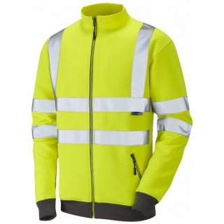 Leo WorkwearSS03-Y LibbatonEcoViz Hi Vis Full Zip Track Top Sweatshirt Yellow ISO 20471 Class 3